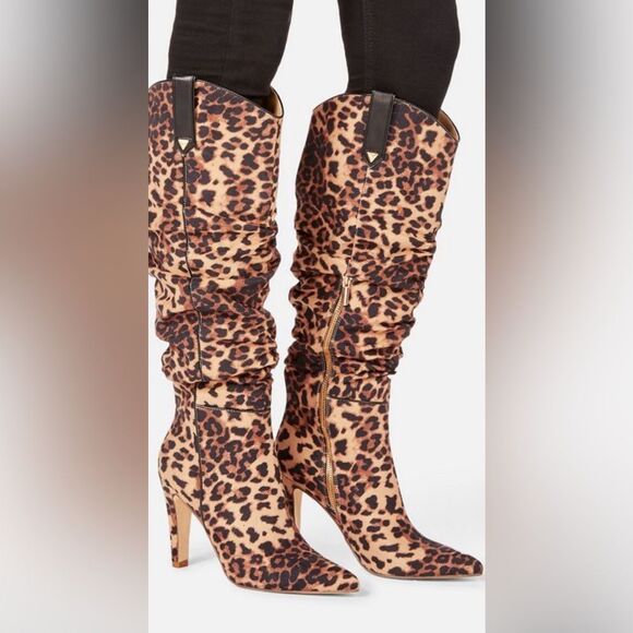 Leopard Western Heeled Boots - Picture 3 of 4